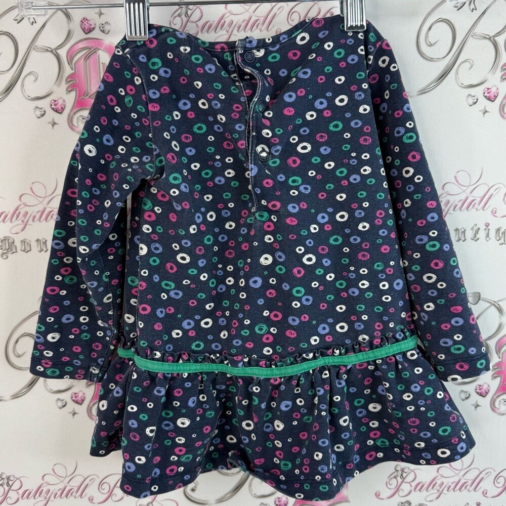 Boboli dress ruffles floral flowers embroidered pink navy Baby Polka Dot Outfit - Picture 2 of 16